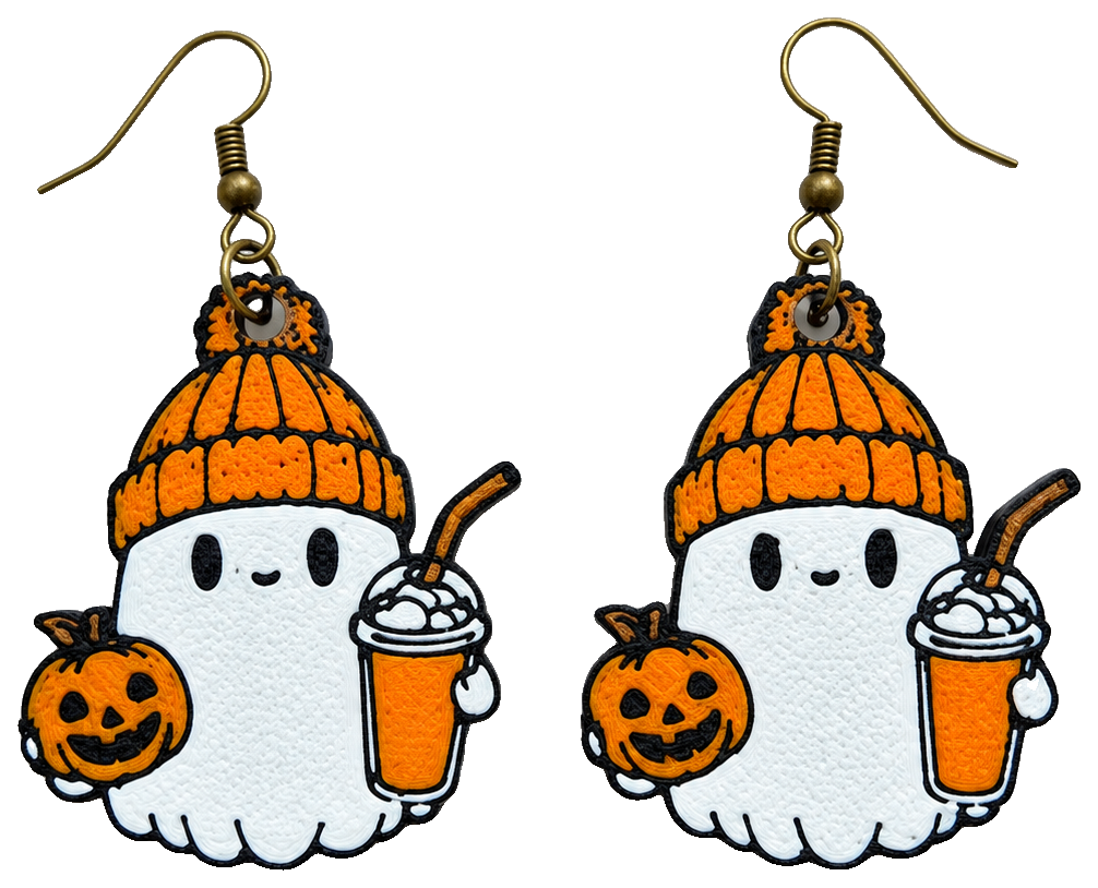 Multicolor Ghost Halloween Earrings — 3D-printed earrings