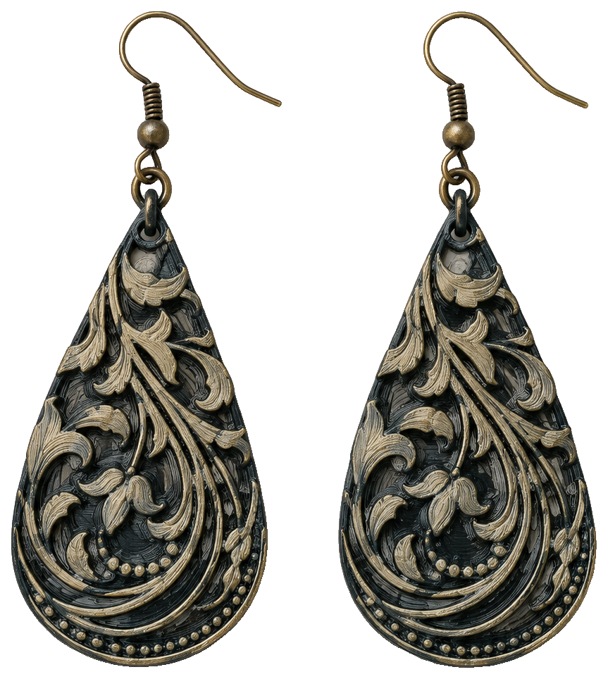 Fancy Vine & Flower Earring — view 1