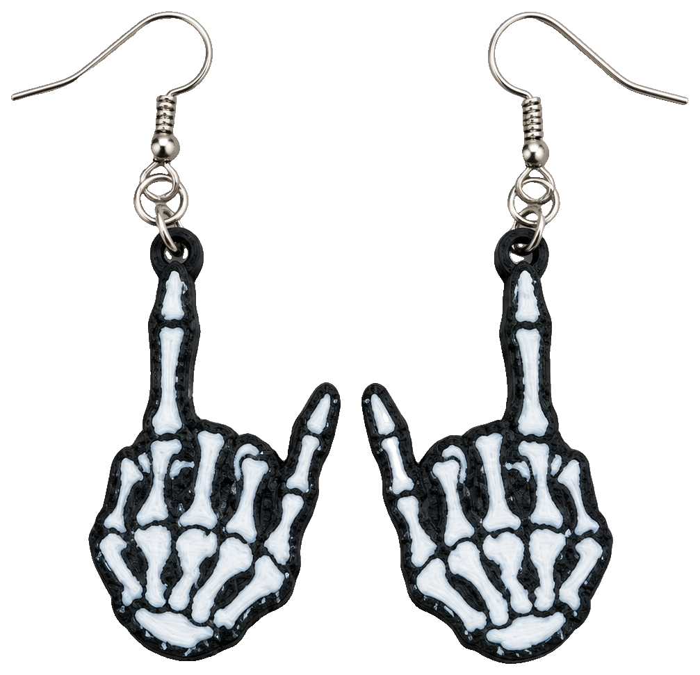 Multicolor Rock Out Skeleton Halloween Earrings! — view 1