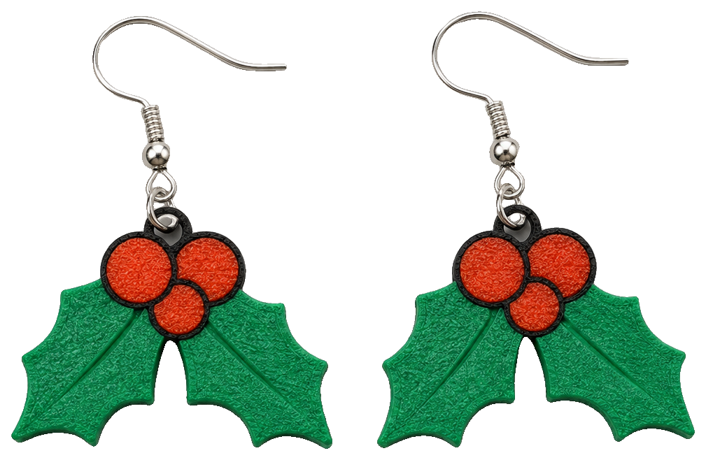 Holly Christmas Earrings — view 1