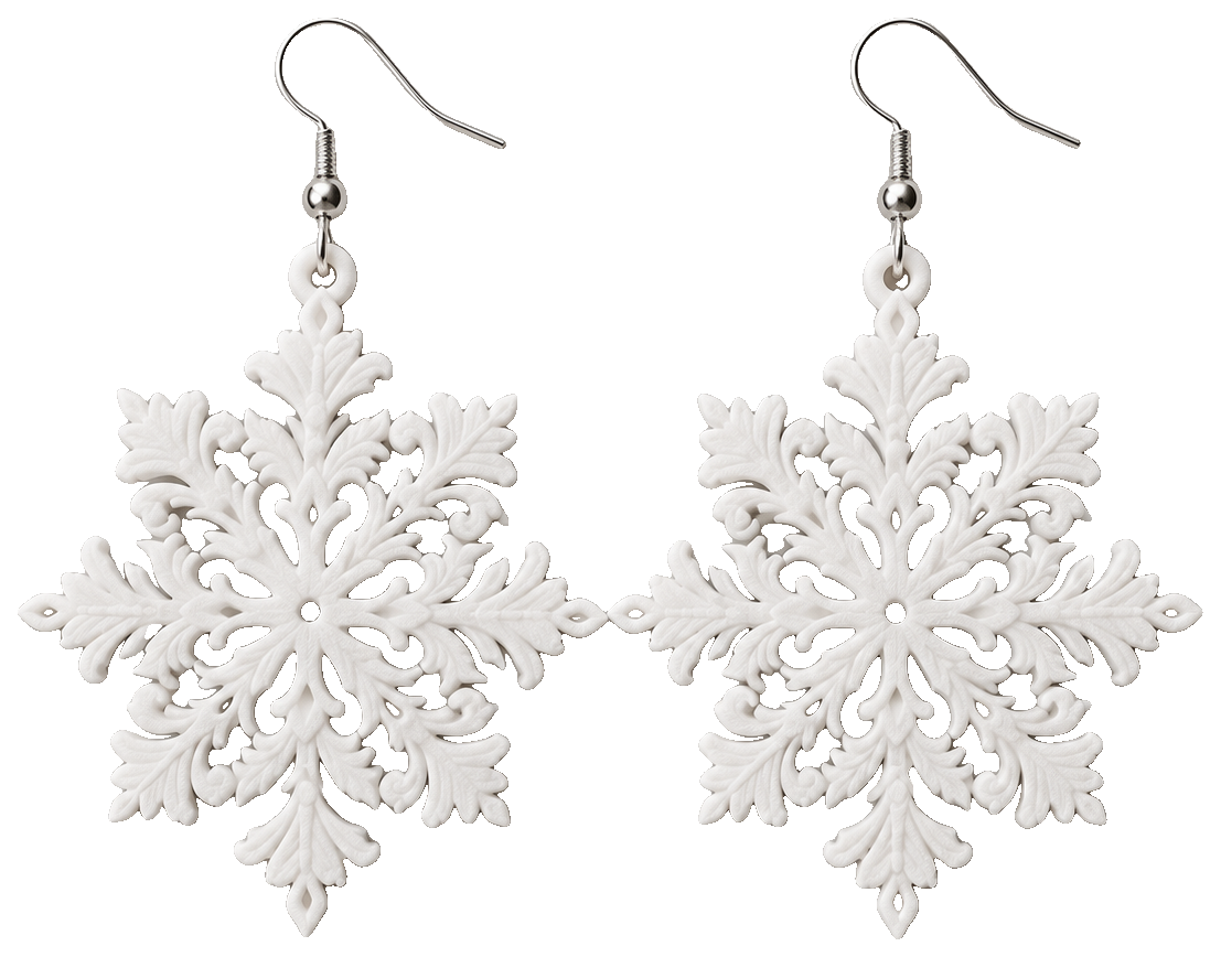Snowflakes - Winter Earrings — 3D-printed earrings