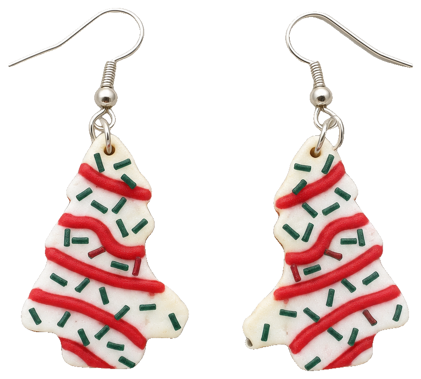little debbie christmas tree earrings — view 1