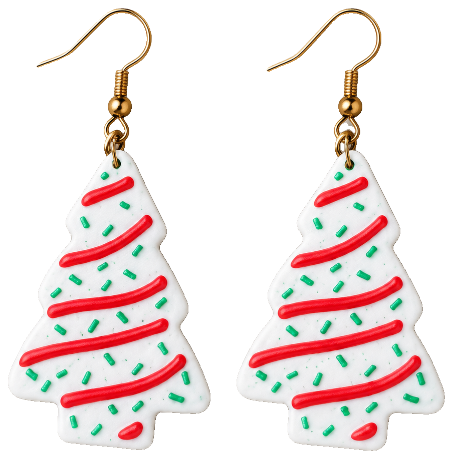 LIttle Debbie Christmas Tree Cake Earrings — 3D-printed earrings