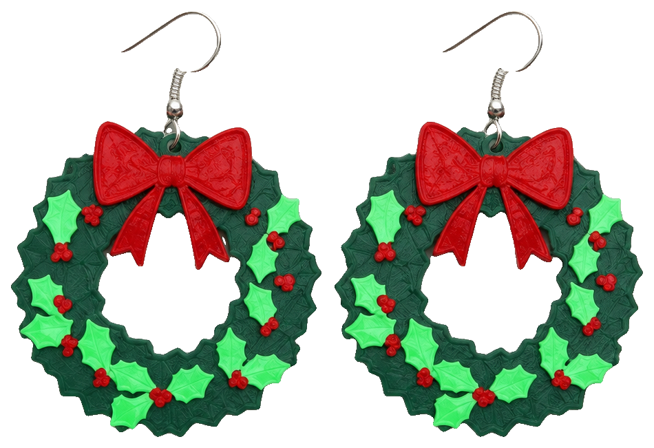 Christmas Wreath earrings by gravebrat — view 1