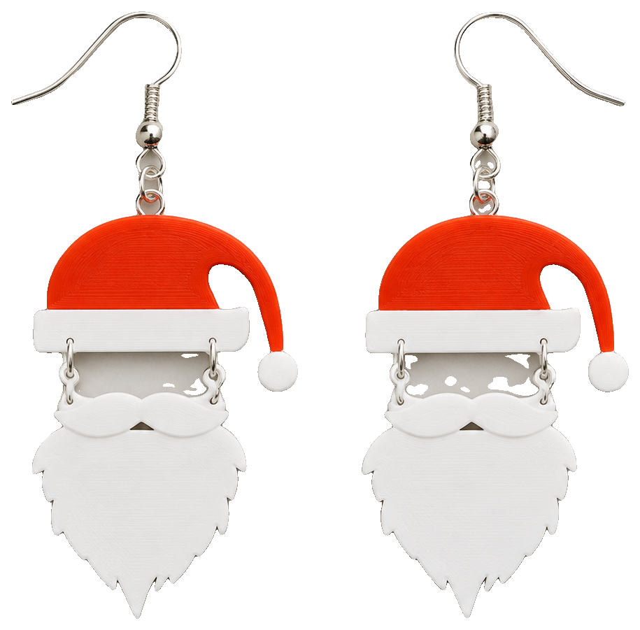 christmas earring santa hat with beard — view 1