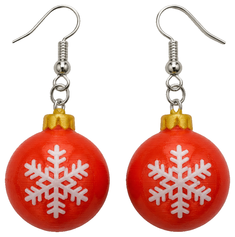 Christmas Ornament Earrings - Snow Flake — view 1