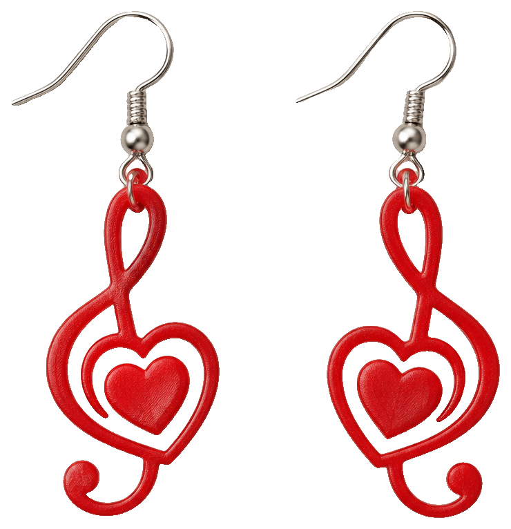 Heart in clef earrings — view 1