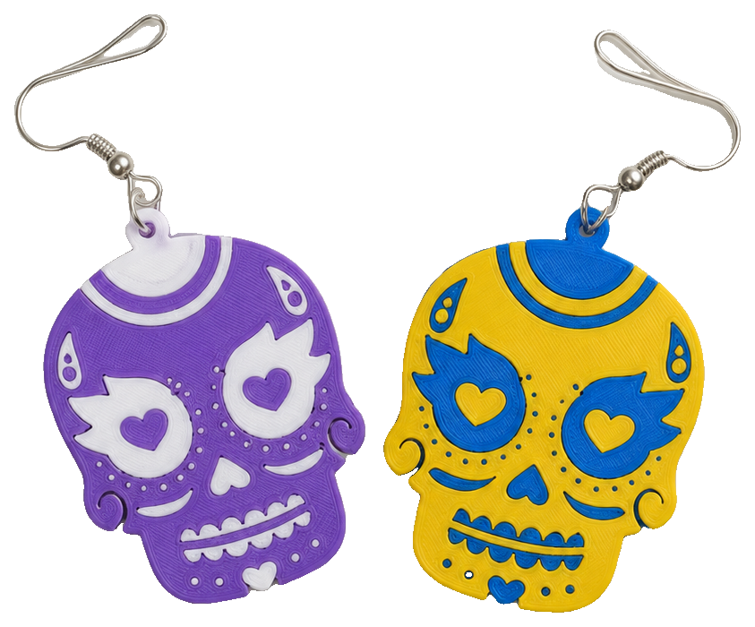 Mexican skull earrings Día de muertos — view 1