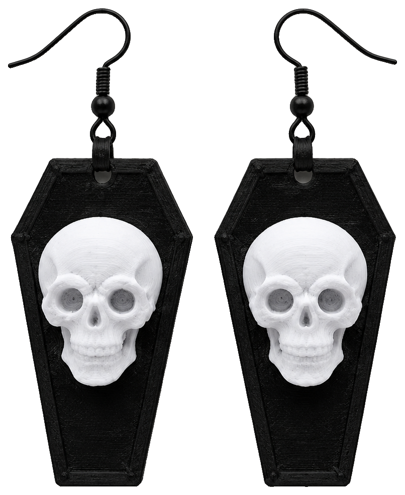 Skull Coffin Earrings — view 1