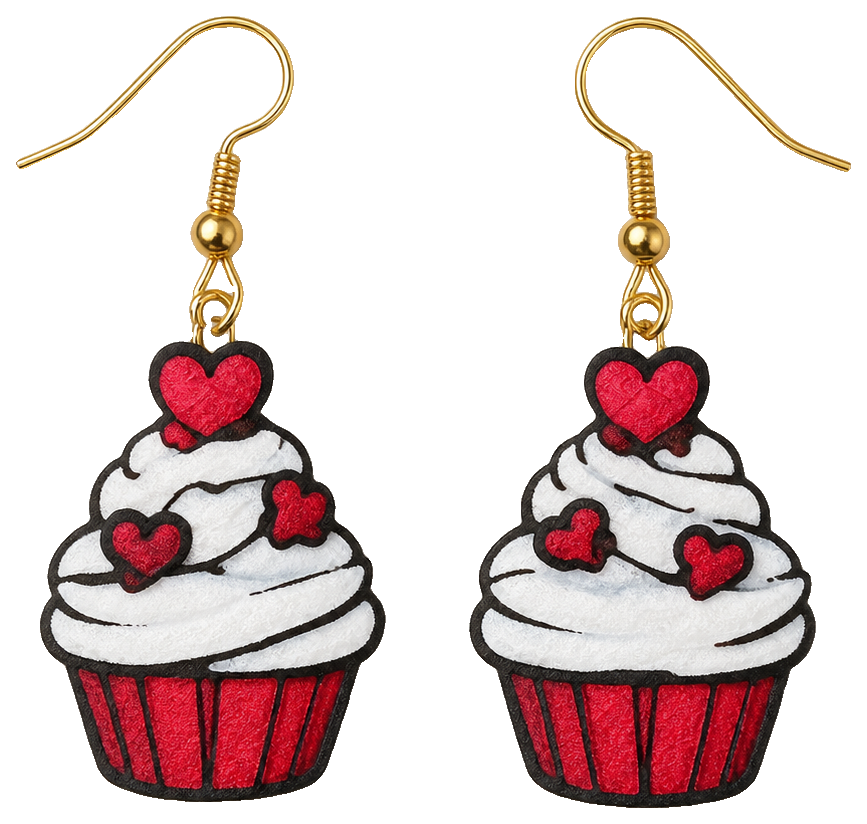 Valentine's day cupcake earrings — view 1